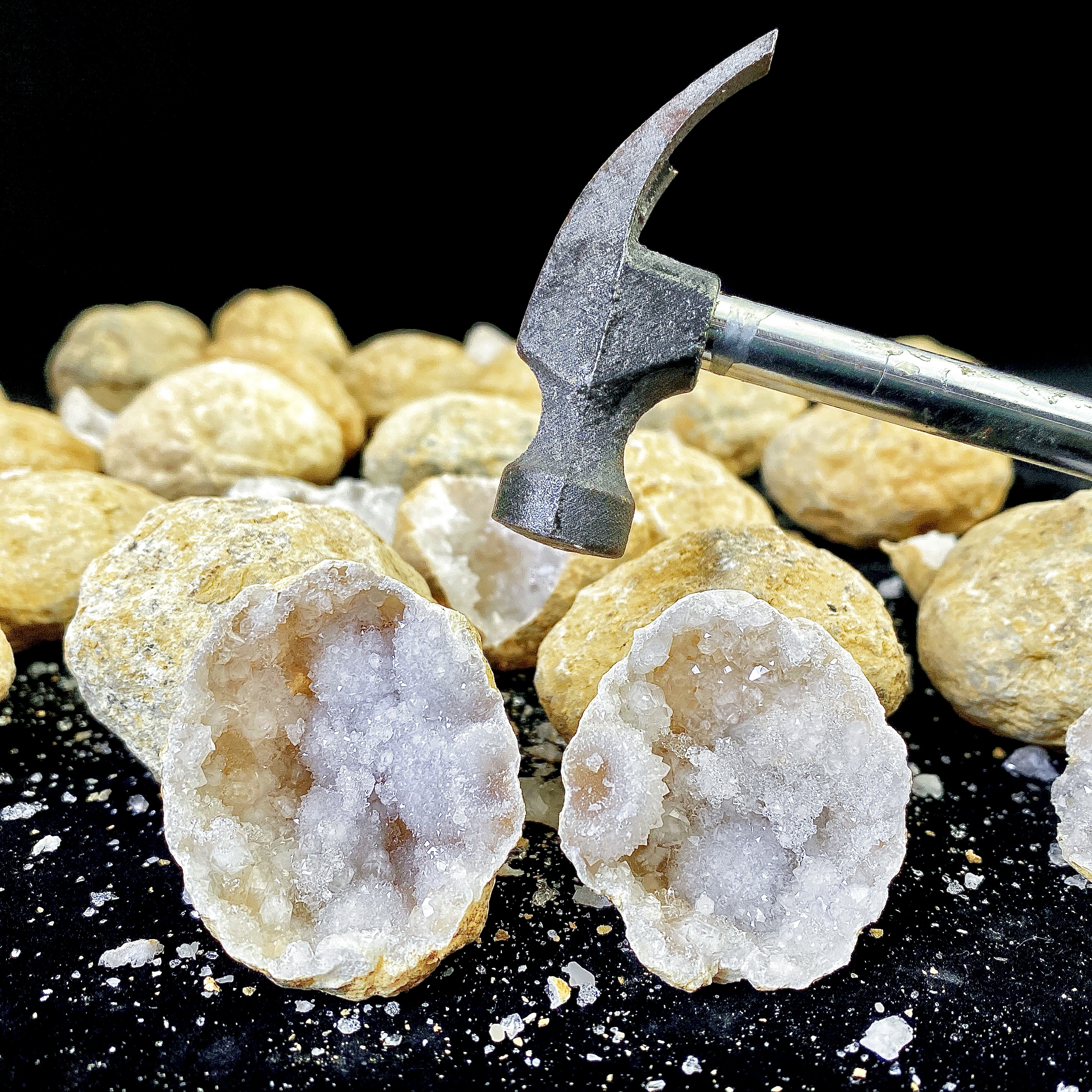 Random 1PC Unopened Natural Ag - Geode Crystal Break recension och pris