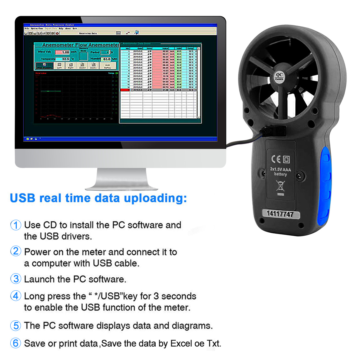 HP-866A Digital Anemometer, Ha - Anemometer Wind Speed recension och pris