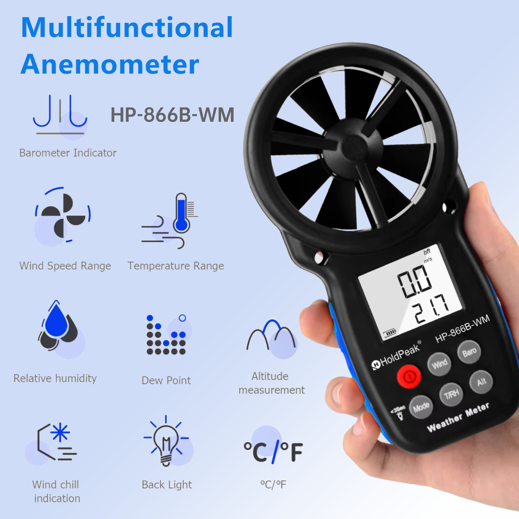 HP-866B-WM Anemometer Instruct - Anemometer Wind Speed recension och pris