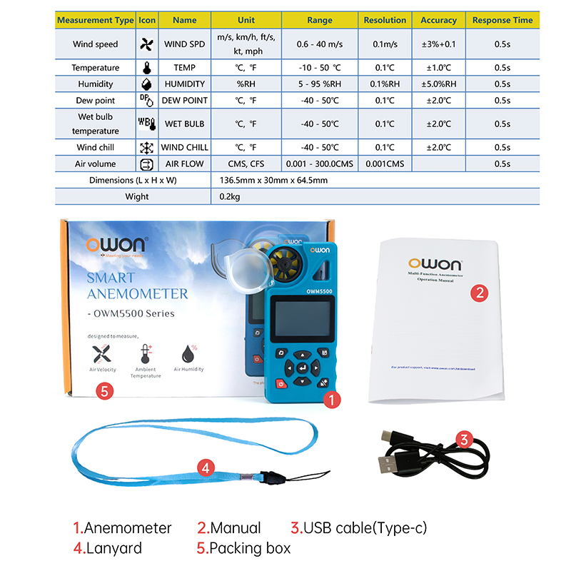 OWM5500 Digital Anemometer Han - Anemometer Wind Speed recension och pris