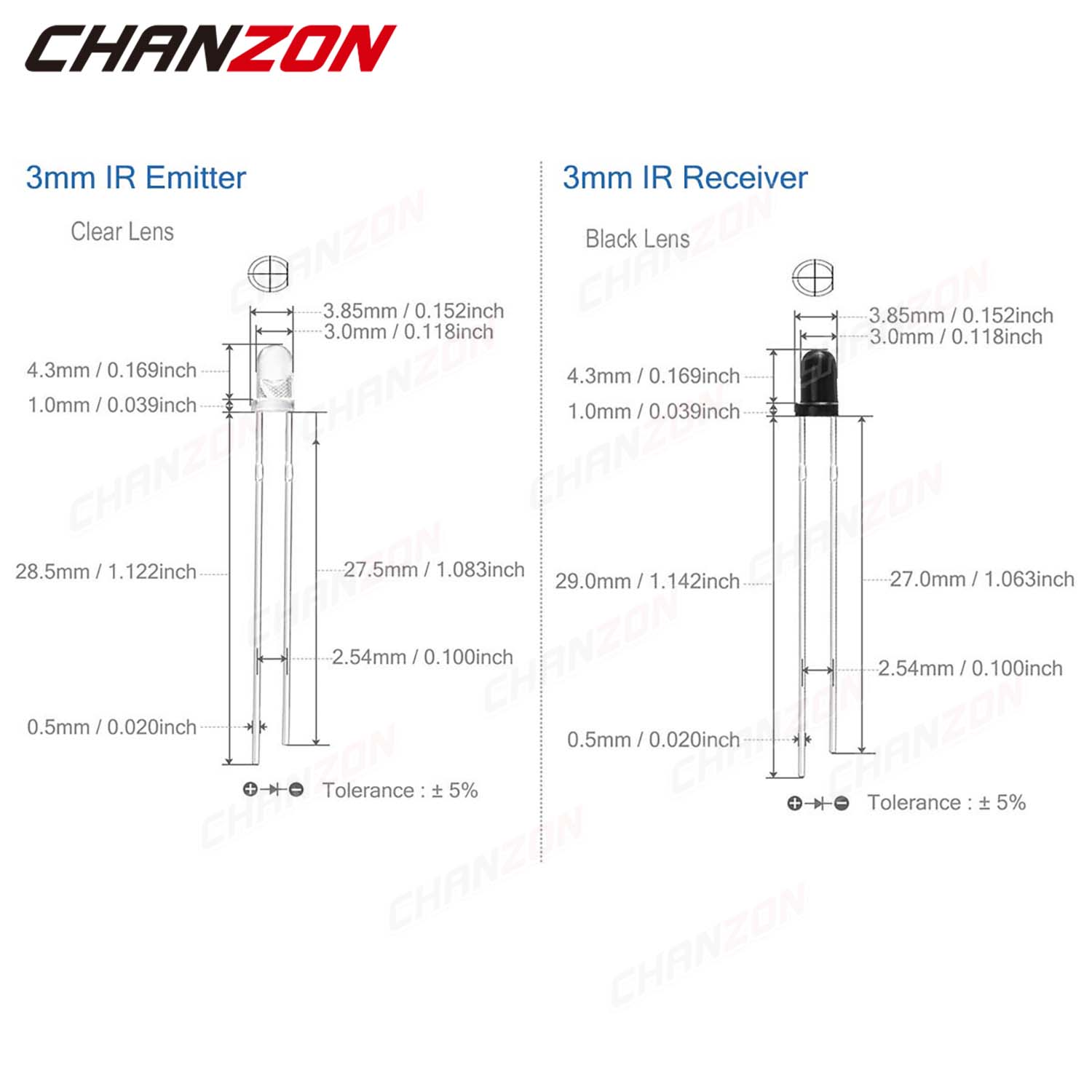 3mm 5mm 10mm IR LED Diode Tran - Hobby Is Science recension och pris